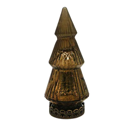 Immagine prodotto di Clayre & Eef Decorazione natalizia con illuminazione a LED Albero di Natale Ø 7x16 cm in vetro marrone