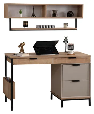 Obrázok produktu pre Moderný hnedý drevený stôl Dizajnová skriňa Elegantný písací stôl