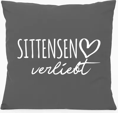 Produktbild von Huuraa Kissen Sittensen verliebt 40x40cm mit Füllung Steel Grey Baumwolle Dekokissen Geschenkidee