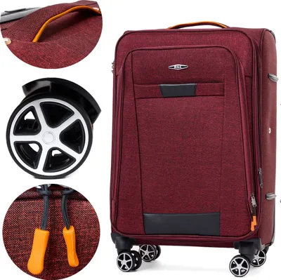 Produktbild von RGL S030 XXL Reisekoffer Stoffkoffer mit 360° Leichtlauf Doppelräder Trolley mit Zahlenschloss Rotwein