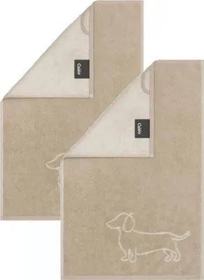 Produktbild von 2 Stück Cawö We love Dogs Gästetücher 6248-33 Dackel Natur 30x50