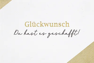 Produktbild von Prüfung Karte mit Umschlag, unverpackt, Glückwunsch Du hast es geschafft