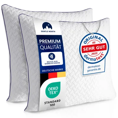 Produktbild von Hotelqualität Kopfkissen 80x80 2 Set Hochwertige Kopfkissen aus Bambusfasern in Hotelqualität