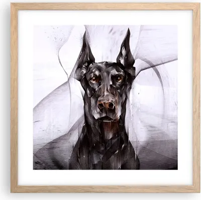 Produktbild von Gerahmtes Poster - Rahmen in heller Eiche - Hund Abstraktion - 40x40 cm - Wand Bild - Wanddeko - Wandbilder - Kunstposter - Wandposter - Bilderrahmen - Bilder - Kunstdruck - Wandbild - P2NAC40x40-3999
