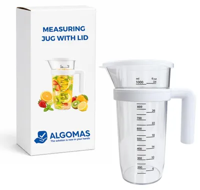 Messbecher 1 l transparent BPA-frei mit Deckel und Ausgießer