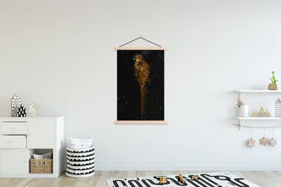 Produktbild von MuchoWow® Textilposter Vogel - Gold - Papagei 120x180 cm mit holzfarbenen Rahmen - Textil-Plakat