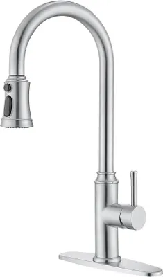 Obrázek produktu pro Nerezová kuchyňská baterie s výsuvnou hubicí, otočná o 360°, páková, vysoká