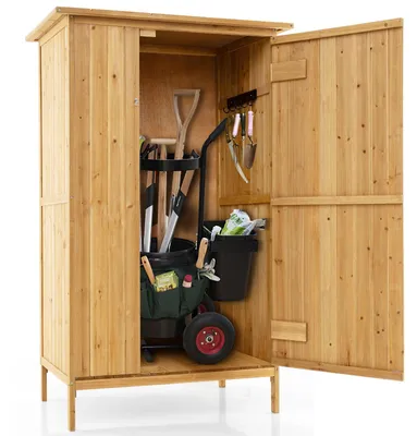Image de Armoire de rangement extérieur - Abri de jardin - Coffre de jardin - Armoire à outils - Rangement pour bois - Bois de pin naturel - Toit en bitume