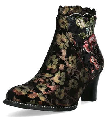 Produktbild von Laura Vita Damen Stiefelette mit floralem Muster und Bogenkante Elcodieo 06, Größe:41 EU, Farbe:Braun