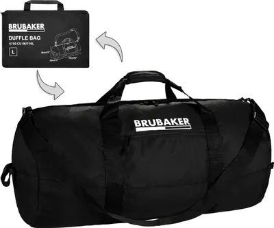 Produktbild von BRUBAKER Faltbare Reisetasche - Duffle Bag Schwarz - Wandelbare Weekender Sporttasche Falttasche - Falt-Trainingstasche für Herren und Damen, 110L