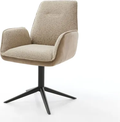 Produktbild von DELIFE Drehstuhl Zoa-Flex Materialmix Schlamm Fußkreuz Schwarz 360° drehbar Wippfunktion Taschenfederkern