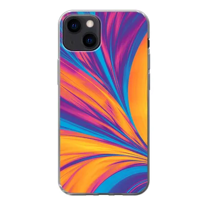 Produktbild von MuchoWow® Handyhülle Schutzhülle Hülle für iPhone 13 Federn - Regenbogen - Neon - Abstrakt Silikon Softcase Handy Hülle - Karteninhaber