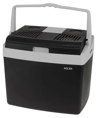 Produktbild von ADLER 25L Autokühlschrank, DC12V/AC230V Stromversorgung, Farbe schwarz/grau, Maße 43x31x37cm