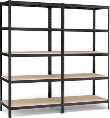 Produktbild von SONGMICS Schwerlastregal, 2er Set, Kellerregal, Lagerregal, 200 x 120 x 60 cm, Steckregal, jeweils bis 875 kg belastbar und 5 verstellbare Ablagen, verstärktes Stahlgestell, schwarz GLR060B02