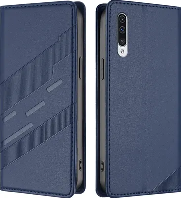 Produktbild von Hülle für Samsung Galaxy A50 / A30S / A50S, Kunstleder Brieftaschen Handyhülle mit Kartenfach und Standfunktion Blau