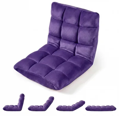 Produktbild von COSTWAY Relaxsessel mit Verstellbarer Rückenlehne, Bodensessel gepolstert, Bodenkissen faltbar, Meditationsstuhl, Bodenstuhl, Thaikissen, Violett