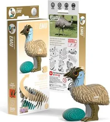 Image de Puzzle 3D Eugy - Émeu - Kit de bricolage en carton brun pour enfants