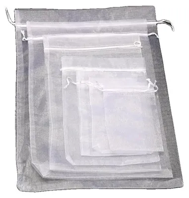 Obrázok produktu pre Organzové vrecúška, 50 ks, ideálne na oslavy a podujatia, BIELE-c, 15 x 20 cm