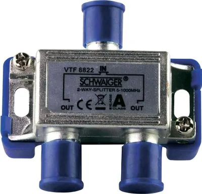 Produktbild von Schwaiger VTF8822 241, Kabelsplitter, 5 - 1000 MHz, Silber, Aluminium, 1 Stück(e), 55 mm