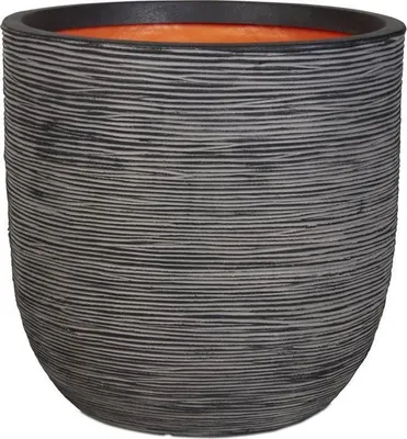 Image de Jardinière CAPI EUROPE Nature Rib, 43x41 cm, Anthracite, Pot de fleurs intérieur extérieur