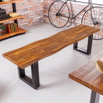 Produktbild von Industrial Baumstamm Sitzbank GENESIS 180cm Akazie Massivholz Metallgestell