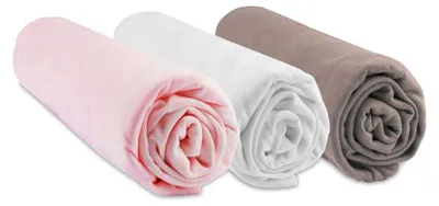 Zdjęcie produktu dla Zestaw 3 sztuk, owalnych, elastycznych prześcieradeł do kołyski dla niemowląt, o wymiarach 32 x 72 cm, wykonanych w 100% z bambusa, przeznaczonych do kołyski i wózka dziecięcego