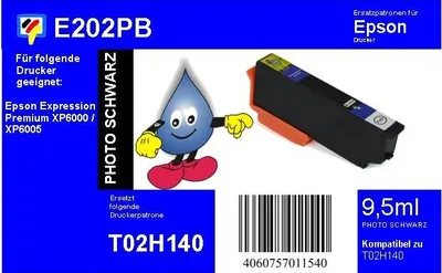 Produktbild von 202XL - photoschwarz - TiDis Druckerpatrone mit 9,5ml Inhalt - ersetzt T02H140