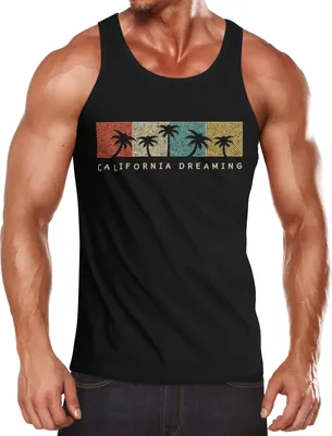 Produktbild von Herren Tank Top California Dreaming Summer Party Palmen Palms Retro Neverless® schwarz L