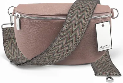 Produktbild von ARTVALL - Umhängetasche aus Leder, Klein mit verstellbarem Schultergurt, abnehmbares Taschenband, Crossbody Bag in Rosa