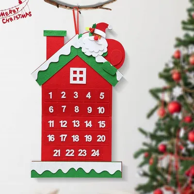 Produktbild von Adventskalender zum Befüllen aus Filz, Wandkalender mit 24 Taschen, Wiederverwendbar