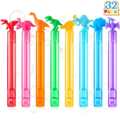 32 Mini-Dinosaurier-Seifenblasenstäbchen, 8 Farben, Partygeschenke