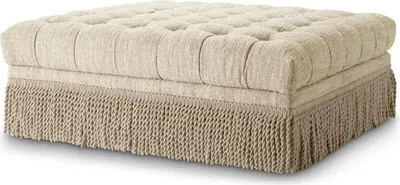 Produktbild von Casa Padrino Luxus Chesterfield Hocker Creme 125 x 125 x H. 47 cm - Quadratischer Fußhocker