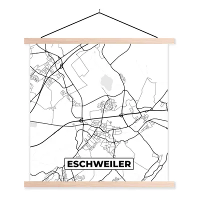 Produktbild von MuchoWow® Textilposter Eschweiler - Stadtplan - Karte 60x60 cm mit holzfarbenen Rahmen - Wanddekoration