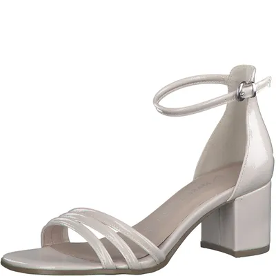 Produktbild von MARCO TOZZI Damen Sandalette Sandale Lack Metallic Blockabsatz 2-28300-20, Größe:38 EU, Farbe:Beige