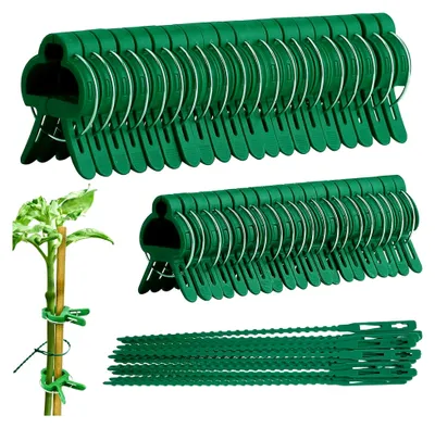Produktbild von Set mit 70 Pflanzenclips, Pflanzenklammern, Gartenpflanzenhaltern, Pflanzenbindern für Tomaten, Rankpflanzen-Bindeset für Tomaten, Blumen, Gurken, Rosen (20 große/20 kleine/30 Kabelbinder)
