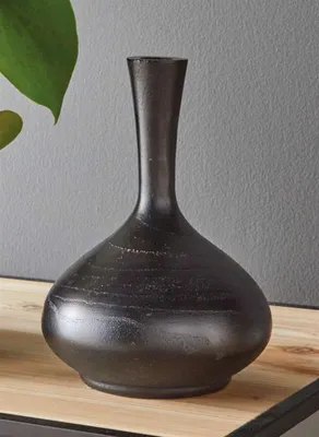 Image de Vase décoratif "Solifleur" en bois, noir, vase en bois, vase à fleurs, vase de table, vase