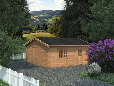 Produktbild von Einzelgarage Palmako Roger 27,7 m² mit Holztor 540 x 540 cm tauchgrundiert braun