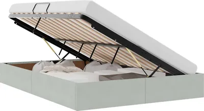 Image de Lit ottoman VidaXL avec rangement, gris clair, 140 x 190 cm, velours