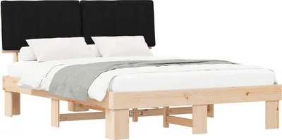 Produktbild von Bettgestell mit gepolstertem Kopfteil Schwarz 160 x 200 cm