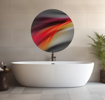 Produktbild von Wallario wasserfestes Poster selbstklebend 90 x 90 cm, Schwarz rot pink - Abstraktes Design, Badezimmerposter Spritzschutz mit Hochglanzoberfläche in Glasoptik