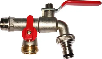 Imagen del producto de Conector doble para manguera de riego por aspersión, compatible con EDM, de 1/2" y 3/4" x 3/4". Conector doble para manguera de riego por aspersión, compatible con EDM