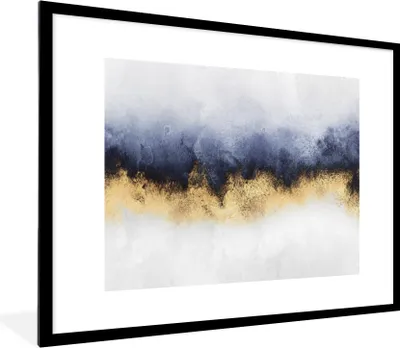 Produktbild von MuchoWow® Gerahmtes Poster Abstrakt - Gold - Luxus 80x60 cm - Poster mit Schwarzem Bilderrahmen Wandposter Rahmen Foto Bilder - Schlafzimmer-Dekorationen - Fotoposter
