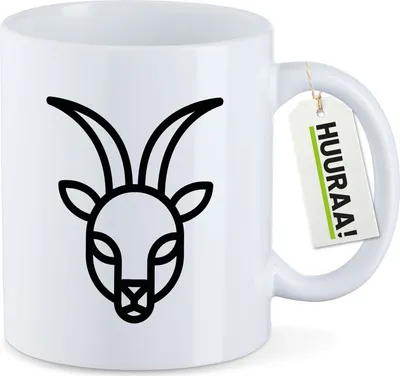 Produktbild von Huuraa Kaffeetasse Steinbock Sternzeichen Symbol 330ml Weiß Keramik Kaffeebecher Geschenkidee