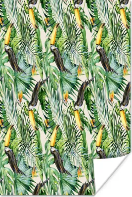 Produktbild von MuchoWow® Poster Paradiesvogelpflanze - Tukan - Tropisch 80x120 cm - Papierdruck