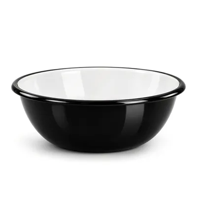 Zdjęcie produktu dla Emajlo Olkusz | Miska emaliowana 2,5 l 24 cm – czarna – białe wnętrze
