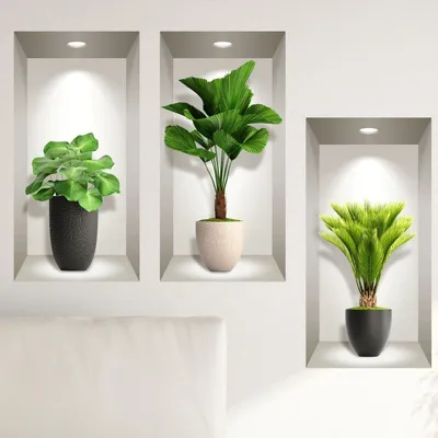Produktbild von 3D-Effekt-Aufkleber mit tropischen Pflanzen, 60 x 90 cm