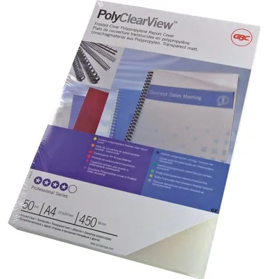 Produktbild von GBC PolyClearView Abdeckfolie 300 Mic A4 Frost (100), A4, Polyvinylchlorid (PVC), Transparent, Matt, 0,3 mm, 100 Stück(e)