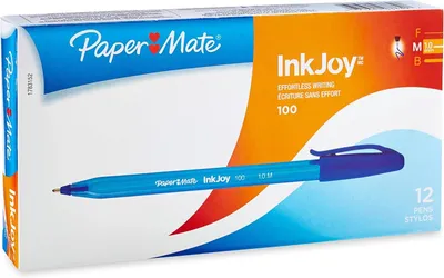 Obrázek produktu pro Pero Paper Mate InkJoy 100, kuličkové, šířka hrotu 1,0 mm, modrá barva, balení 12 kusů