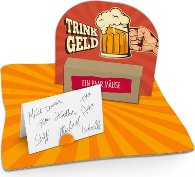 Produktbild von itenga Geldgeschenkverpackung Bier / Trinkgeld (Motiv 86) mit Bodenplatte, Karte