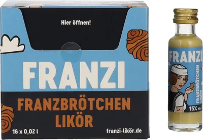 Produktbild von Franzi Franzbrötchen Likör 15% Vol. 16x0,02l